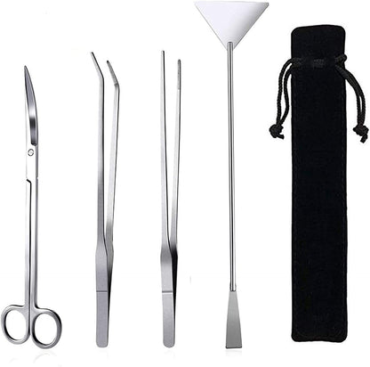 Aquarium Aquascaping Tool, Long Tweezers Scissors Spatula, 4 in 1 Stainless Steel Aquatic Plants Set for Fish Starter Kits, Aquariums Tank and Terrarium