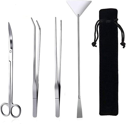 Aquarium Aquascaping Tool, Long Tweezers Scissors Spatula, 4 in 1 Stainless Steel Aquatic Plants Set for Fish Starter Kits, Aquariums Tank and Terrarium