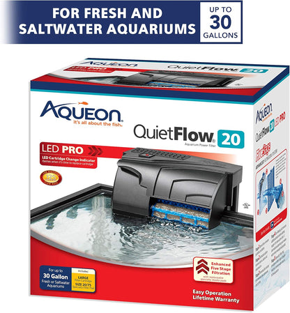 Quietflow 20 LED PRO Aquarium Fish Tank Power Filter for up to 30 Gallon Aquariums