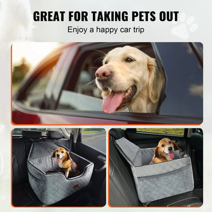 VEVOR Dog Booster Car Seat Pet Car Seat for Medium Large Dog up to 55 Lbs Gray