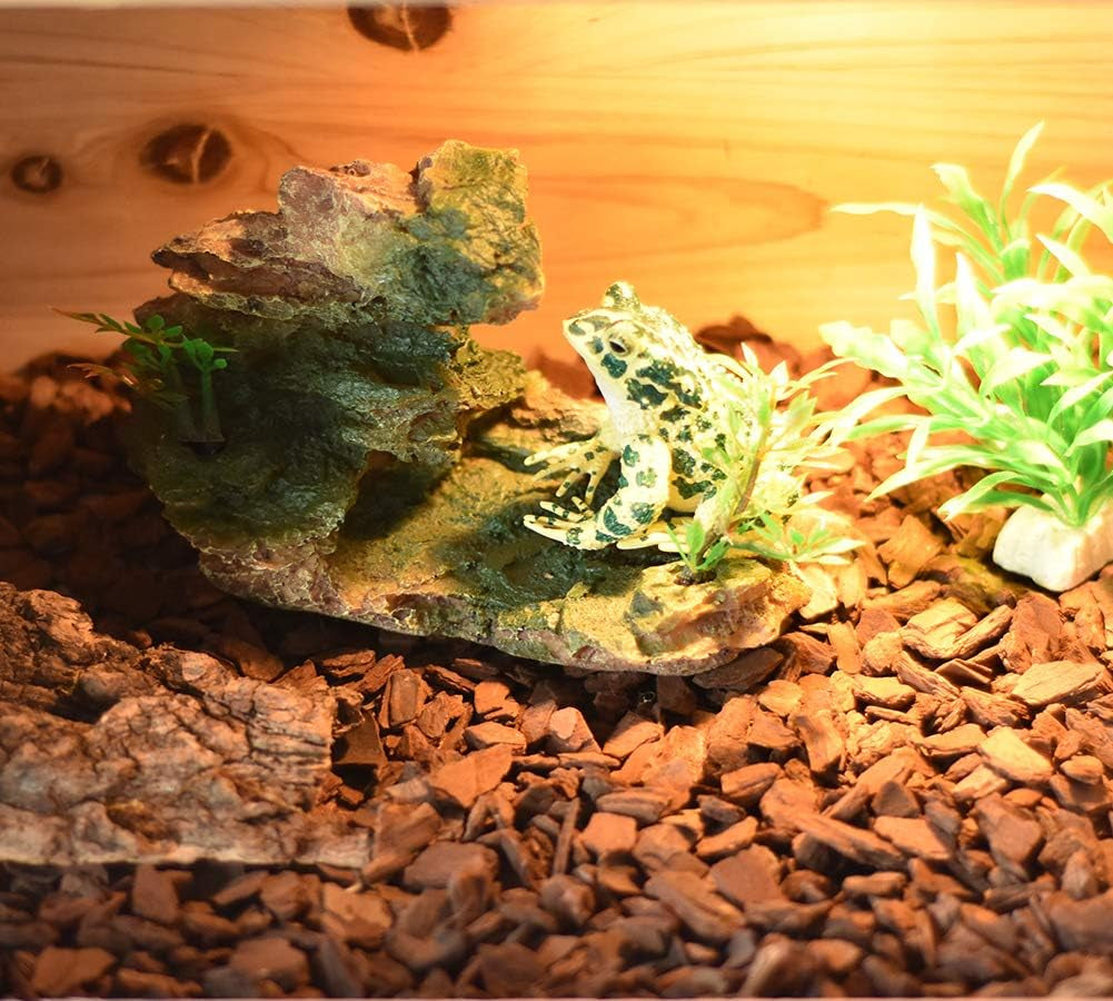 Reptile Small Hide, Turtles Hide Cage, Artificial Plant Rock, Humidified Habitat Decoration (Red Soil)