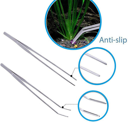 Aquarium Aquascaping Tool, Long Tweezers Scissors Spatula, 4 in 1 Stainless Steel Aquatic Plants Set for Fish Starter Kits, Aquariums Tank and Terrarium